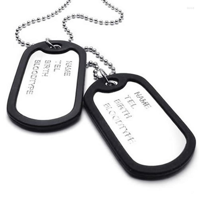 

Chains Jewelry Mens Necklace 2 Tag Style Dog Pendant With 68 Cm Chain Silver Black