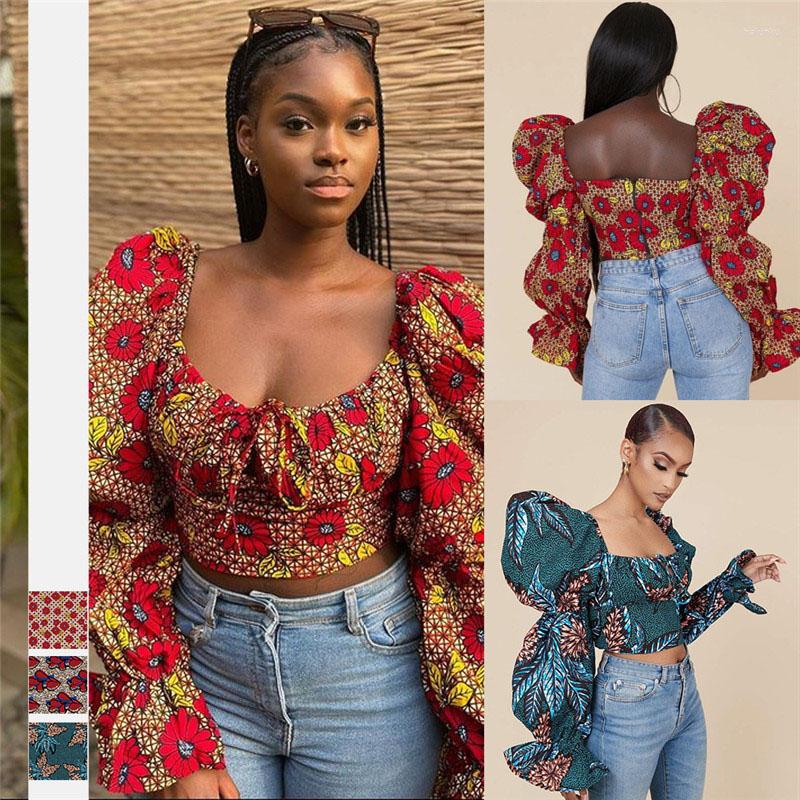 

Ethnic Clothing Women's Dashiki African Fashion Tops Female Flared Long Sleeves Sexy Dress 2022 Summer Ladies Evening Party Dresses