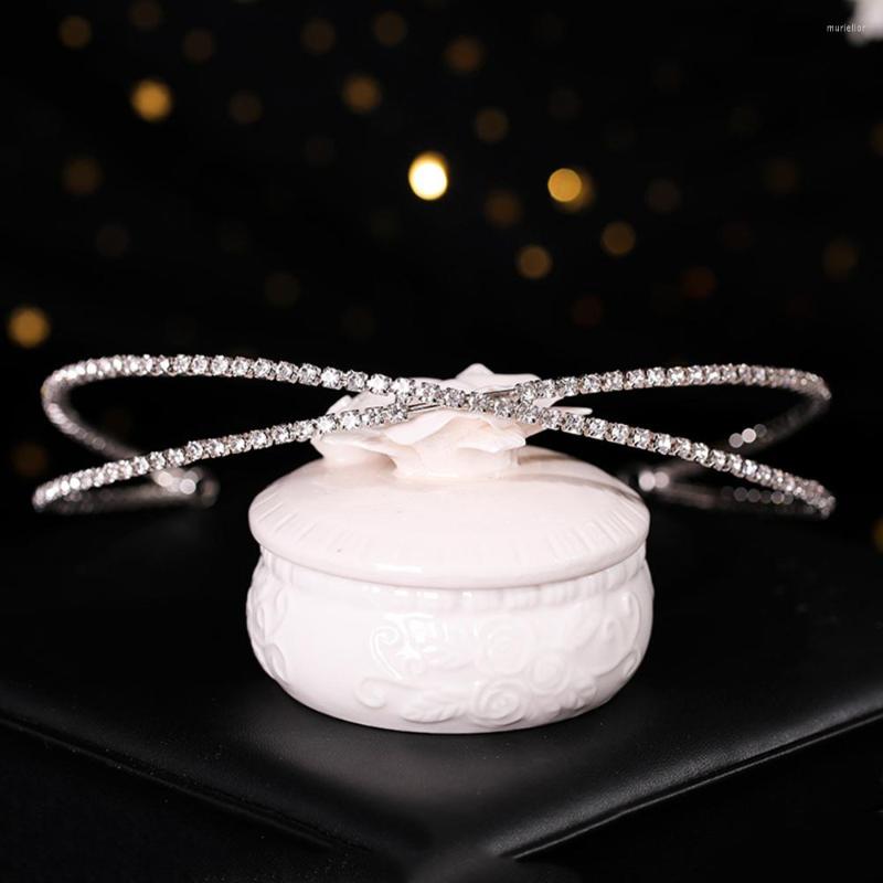 

Hair Clips Cross Hairbands Toaras Wedding Accessories For Women Fairy Rhinestone Silver Headbands Hoop Female Bridal Prom Jeelry