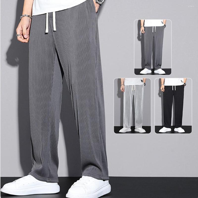 

Men's Pants Trousers Summer Ice Silk Trend Men's Loose Straight All-match Casual Tide Brand Mens Men Clothing Streetwear, Black