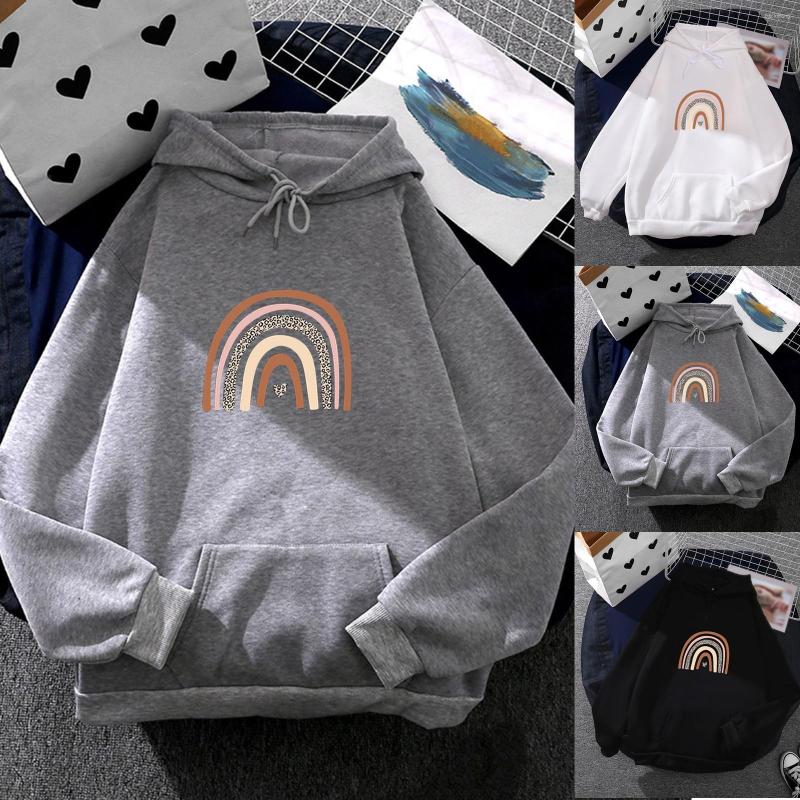 

Women's T Shirts Women's Casual Top Blouse Printed Long Sleeve Loose Hooded Sweatshirt Warm Soft With Pockets Order, Black