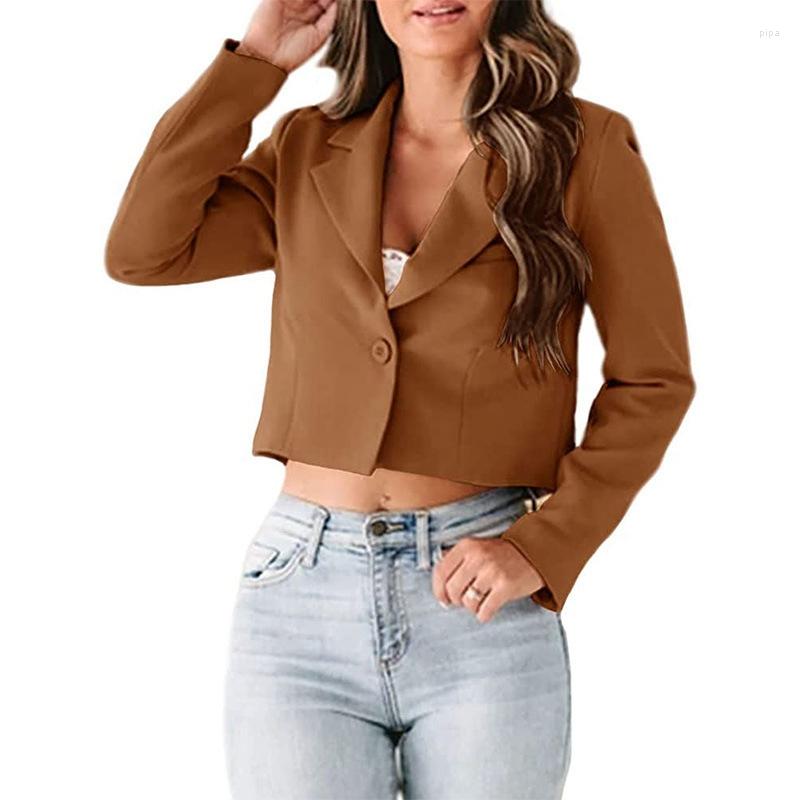 

Women' Suits STYLISH LADY Elegant Single Button Blazer 2022 Autumn Women Long Sleeve Solid Slim Office Crop Outwear 5XL, Black