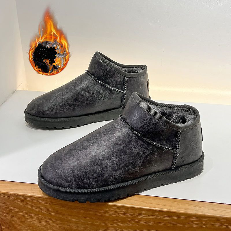 

2022 Men's Winter Leather Boots Large Size 39-47 Outdoor Comfort And Leisure With Plush Heavy Soles Fashion Quality Cotton Shoes, Grey
