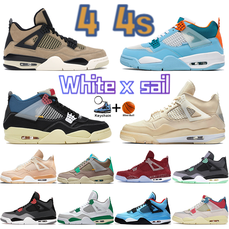 

Fashion mens basketball shoes 4 4s sneakers UNLA guava ice blue noir white x sail shimmer cactus jack cool grey pine green classic canvas men women sports trainers, Shoe box