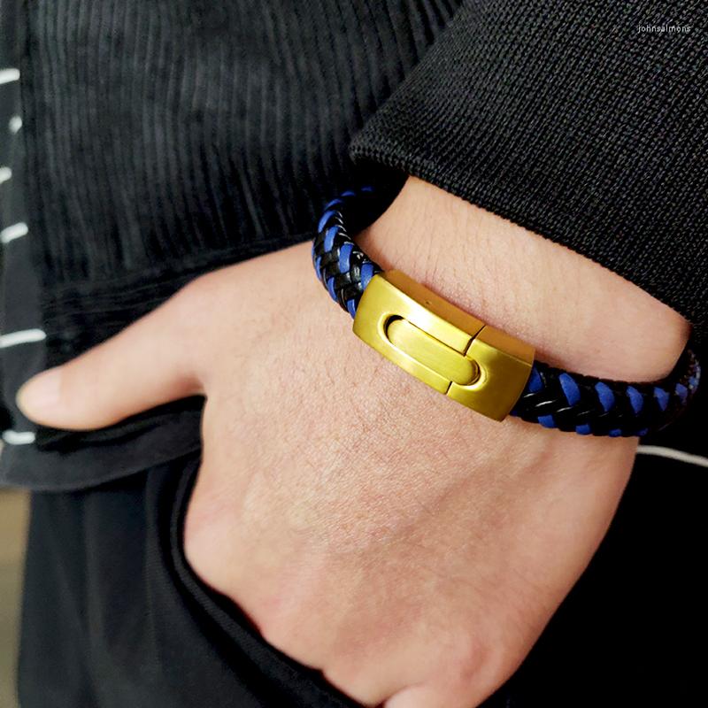 

Charm Bracelets PolishedPlus Customized Leather Bracelet With Magnetic Clasp Braided Mens Personalized Gift