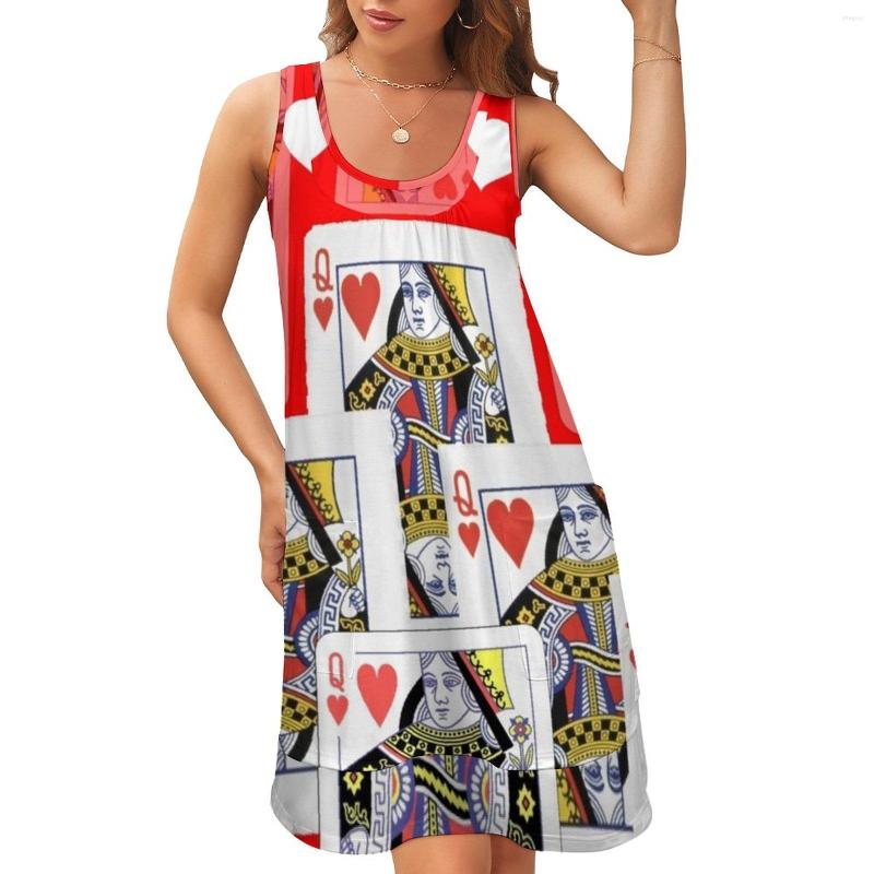 

Casual Dresses Poker Cards Dress Red Queen Heart Aesthetic Summer Print Boho Beach Sleeveless Clothes Large Size, Style-9