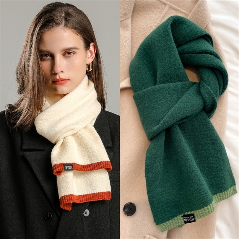 

Scarves Winter Knitted Scarf for Women Solid Colors Lady Outdoor Warm Shawl Woolen Neckerchief Female Soft Cashmere Bufanda Muffler 221010