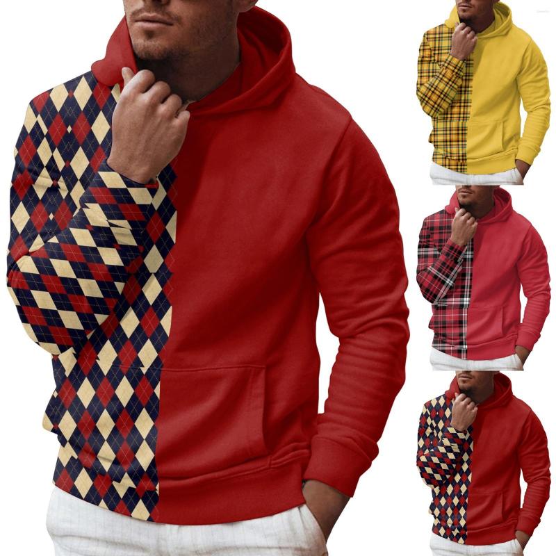 

Men's Hoodies Pack Of Sweatshirts Male Autumn And Winter Leisure Travel Outdoor Sports Plaid Print Slim Fit Hooded Long House Slipper Open, Red
