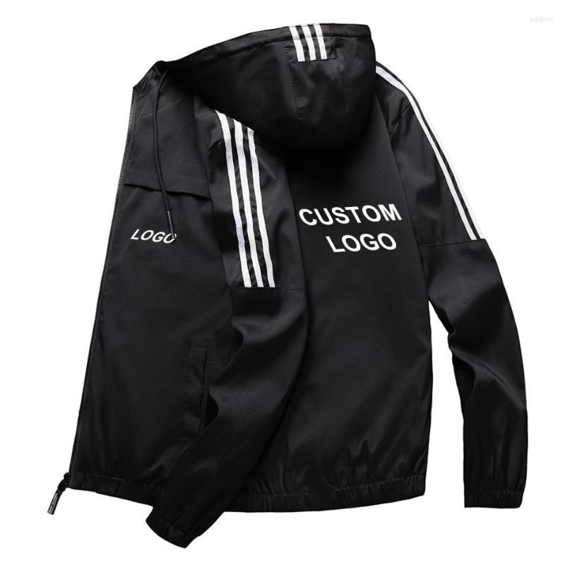 

Men's Jackets Custom Logo Mens Jacket Spring Autumn Casual Streetwear Hoodie Men Waterproof Windbreaker Coat Thin Slim Clothes, Gray no logo