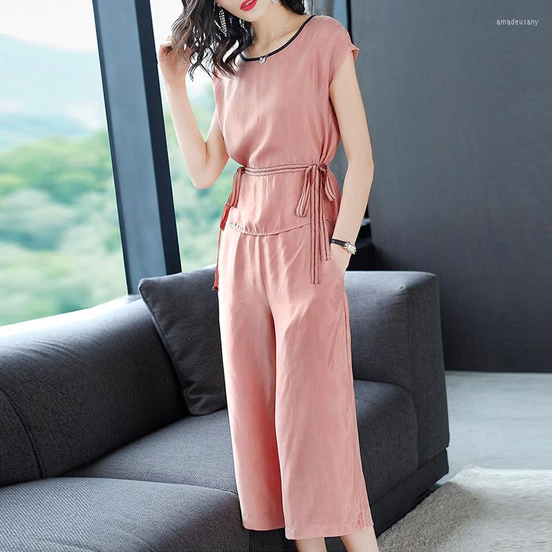 

Women' Tracksuits Two Set Spring 2022 Summer 2 Piece Pants Sets Trendy Clothes For Women Casual Outfits T Shirt Fashion KJ5750, Pink