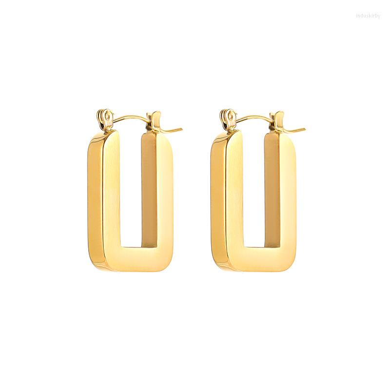 

Hoop Earrings Vintage Stainless Steel Hollow Square Gold Color For Women Plated Metal Trendy Earring Female Trend
