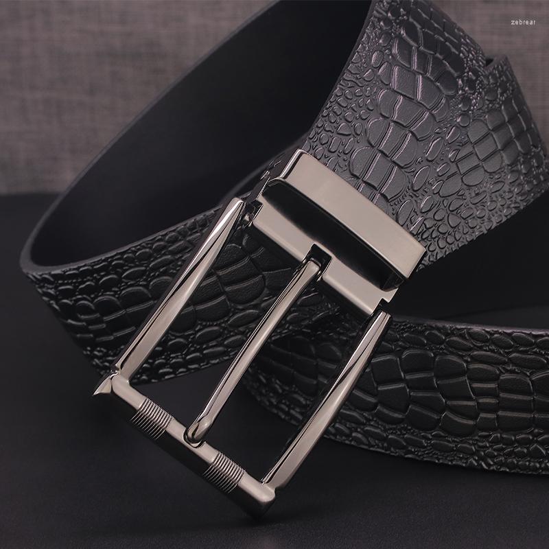 

Belts Designer For Male High Quality Pin Buckle 3.8cm Wide Brown Genuine Leather Fashion Cowskin Casual Waist Strap Black Color