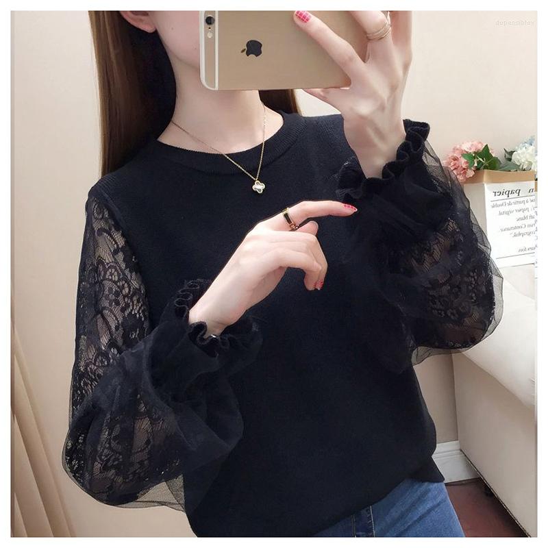 

Women's Sweaters Explosive Style Knit Sweater Women Loose All-Match Outer Wear 2022 Autumn Women's Lace Sleeve, Green