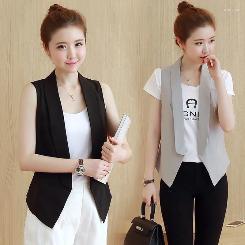 

Women's Vests Spring Summer Women Vest Jacket 2022 Black Sleeveless Coat Female Waistcoat Elegant Office Ladies Slim Blazer Waistco