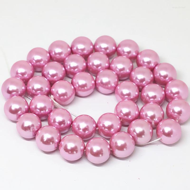 

Beads Dark Pink South Sea Imitation Shell Pearl Round 4 6 8 10 12 14mm Charms Fit Diy Necklace Jewelry Making 15inch B1608