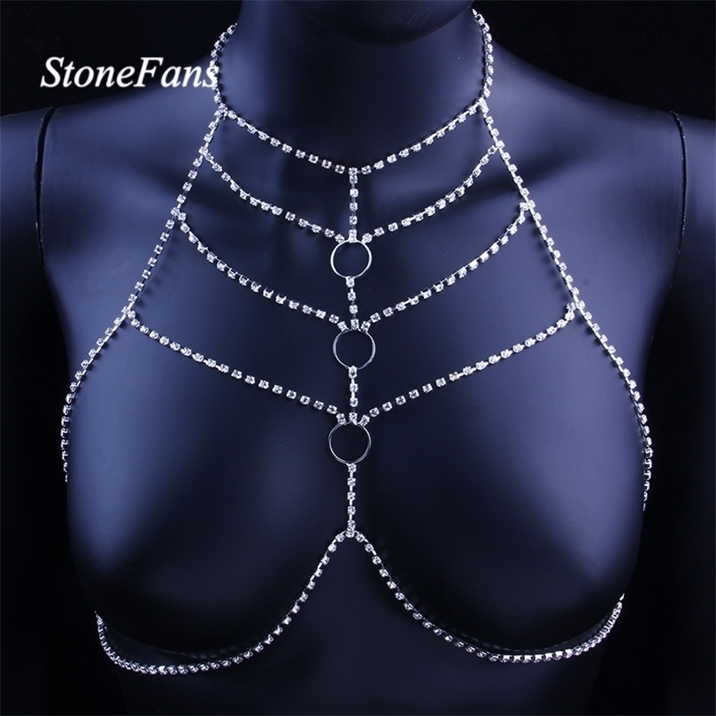 

Other StoneFans Gift Sexy Body Chain Bra Jewelry Open Round Top Body Chains Harness Party Club Charming Women Jewellery 221008