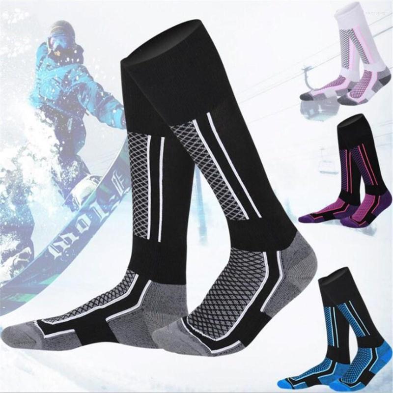 

Sports Socks Ski Outdoor Men's Long High Tube Autumn And Winter Mountaineering Children Ladies Thick Warm Towel Bottom, Pink white 33-39