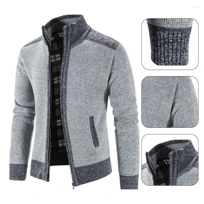 

Men's Sweaters Men Knitted Cardigan Zipper Closure With Pocket Polyester Precisely Detail Sweater For Dating Wear, Navy blue