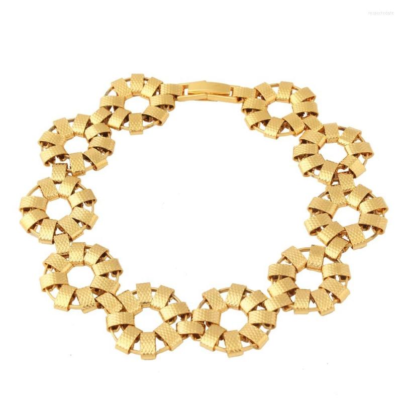 

Link Bracelets Vintage Gold Color Charm Bracelet Men Jewelry Gift 21cm 15mm Wide Chain &