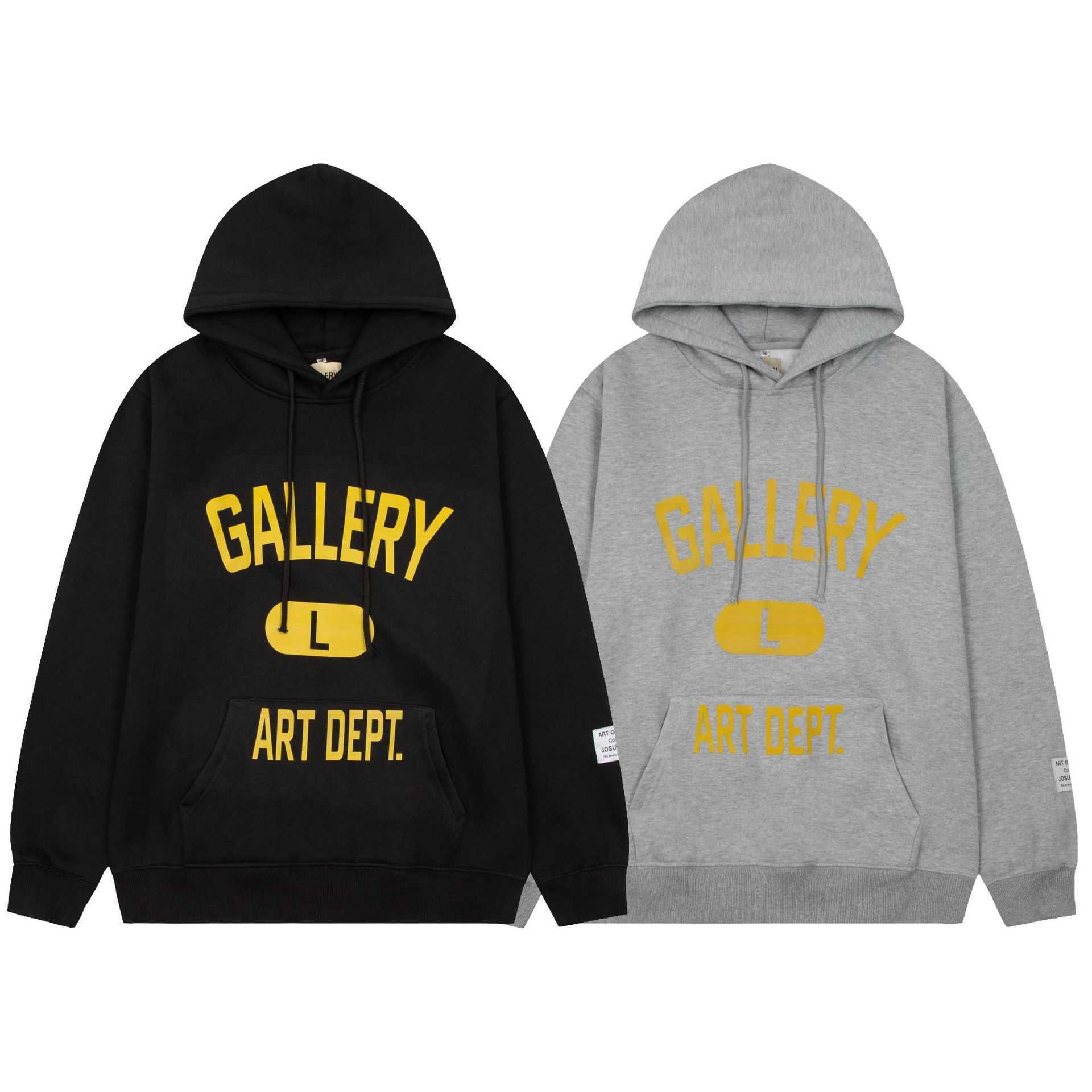 

Men's Hoodies Sweatshirts Designer American Galleryes Dept Yellow Letter Printed Loose Pullover for Men Women, Black