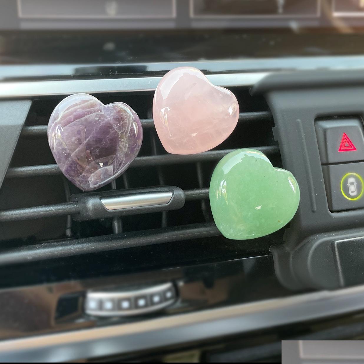 

Other Fashion Accessories Rose Quartz Stone Carving Heart Shape Fashion Accessories Car Air Outlet Trim Clip Crystal Healing Decorati Dhupw