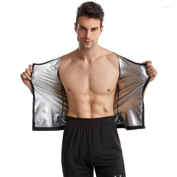 

Men' Body Shapers Men' Men Shaper Weight Loss Fat Burning Silver-Coated Zipper Corset Belly Slimming Waist Shape Sauna Workout Vest