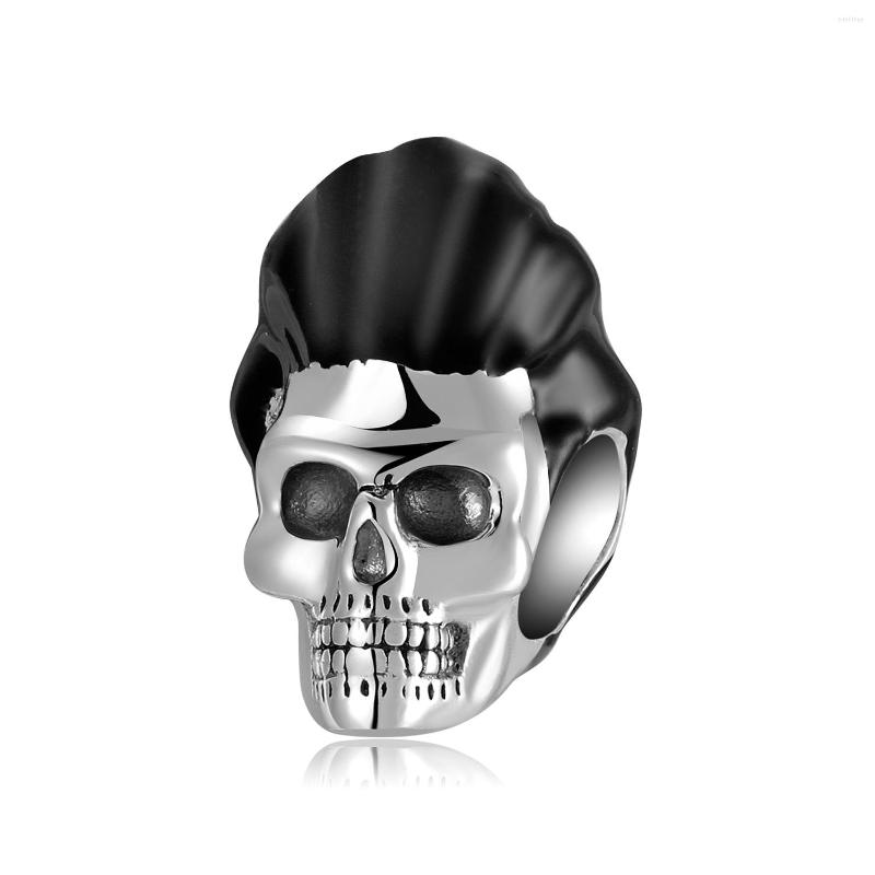

Beads Halloween Punk Style Handsome Skull Jewelry 925 Sterling Silver Charms For Bracelet Making Fit Original Jiuhao
