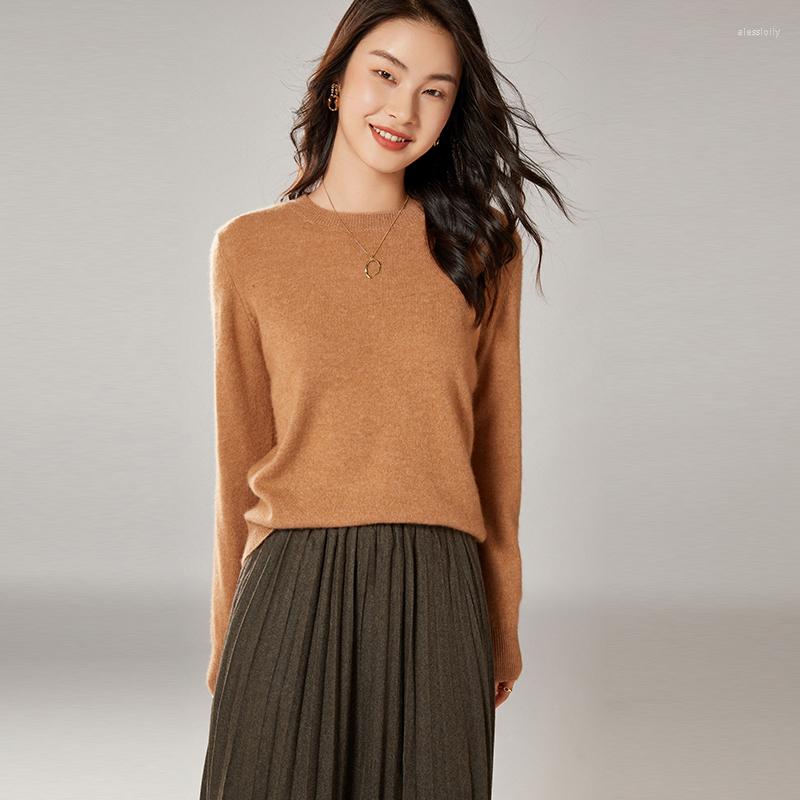 

Women' Sweaters Round Neck Basic Bottoming Shirt Women' 100 Pure Wool Fashion Temperament Long-Sleeve Autumn Knit Sweater Cashmere, Black