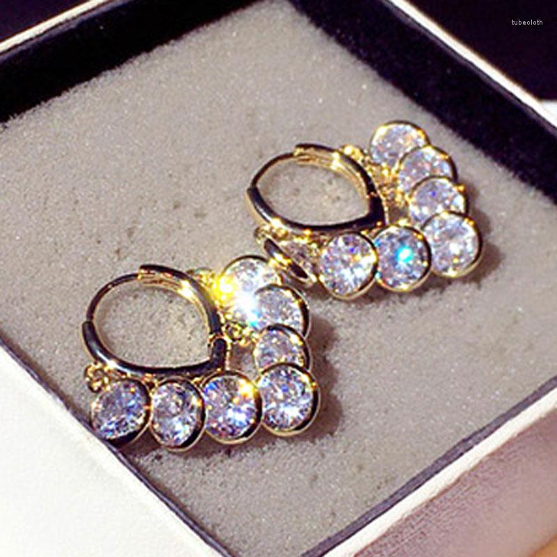 

Backs Earrings Shine Tassels Top Quality Zircon Earring Super Charm Rhinestone Temperament Fashion Engagement Ear Stud For Lady Wedding