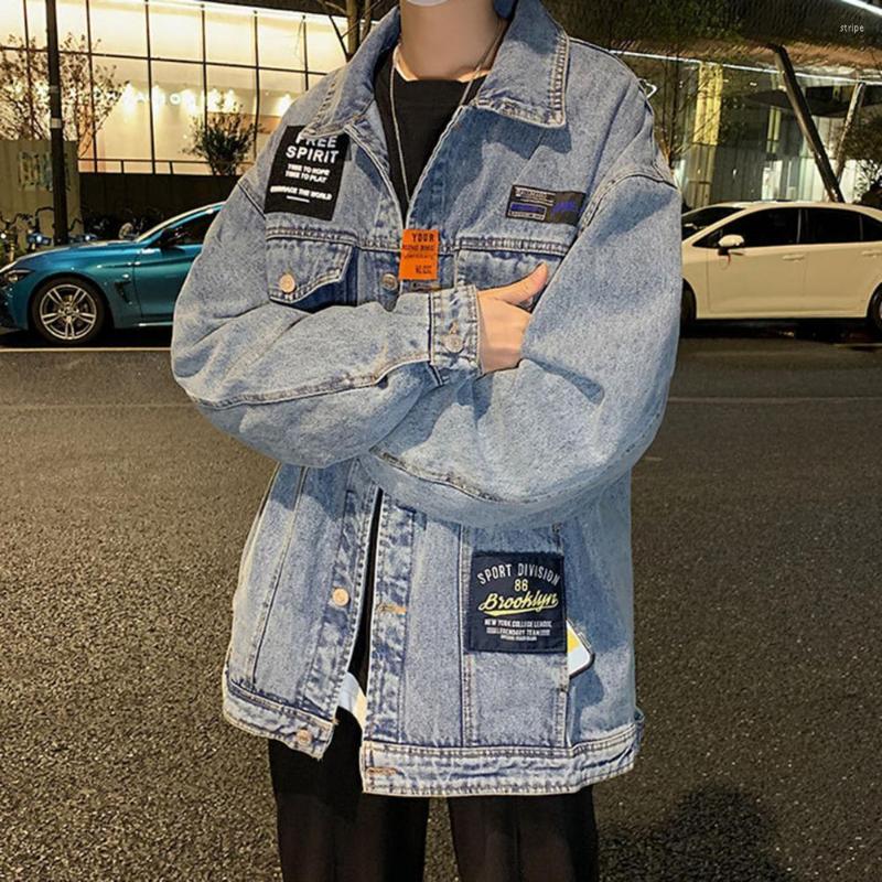 

Men's Suits Denim Jacket Lapel Jeans Korean Style Turn-down Collar Coat, Blue