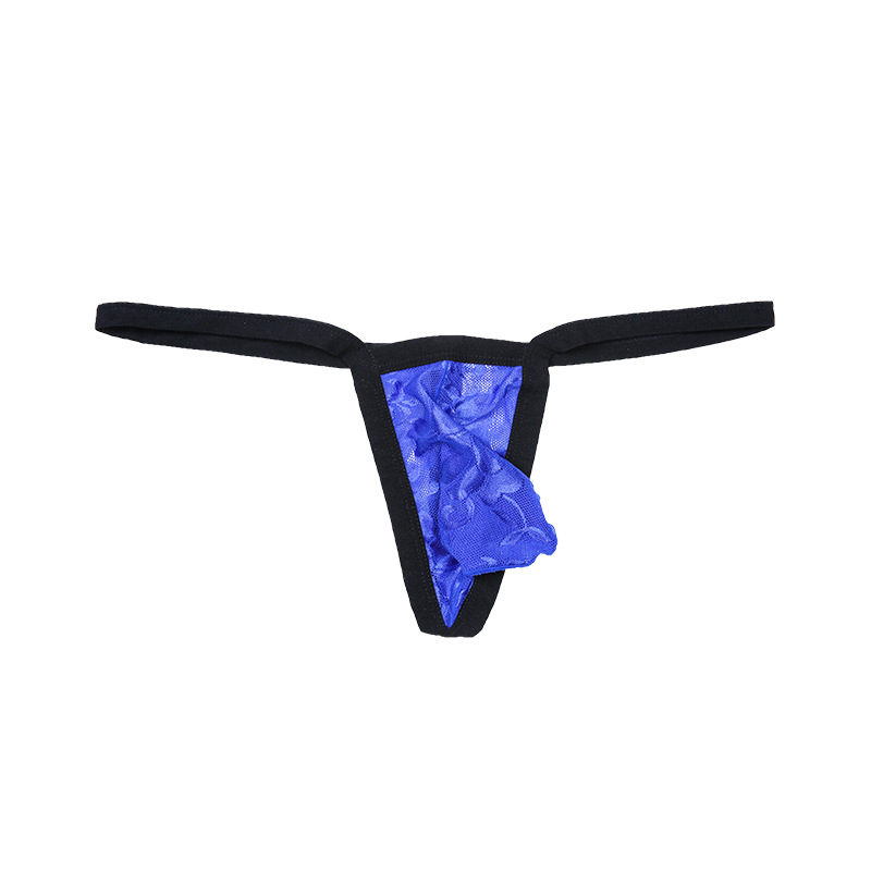 

Wholesale Men's G-strings Thongs Low Rise Lace See Through Sexy Underwear For Young Boys, As the picture