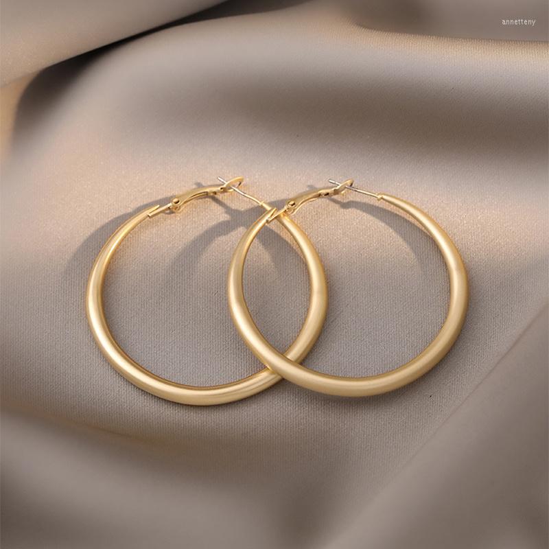 

Hoop Earrings Classic Copper Alloy Smooth Metal For Women Fashion Korean Jewelry Temperament Girls Daily Wear