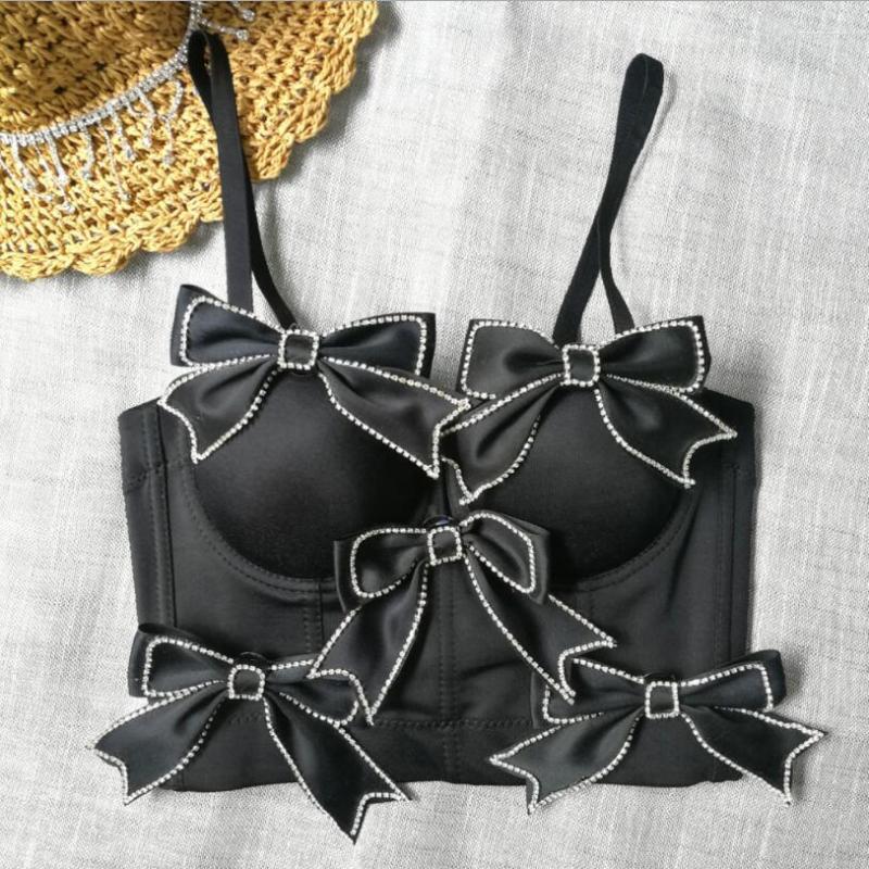 

Bustiers & Corsets Bow Suspenders Outer Wear Bra Top Women Diamond Chest Wrap Performance Girls Ladies Camisole Corset Femme P464, White