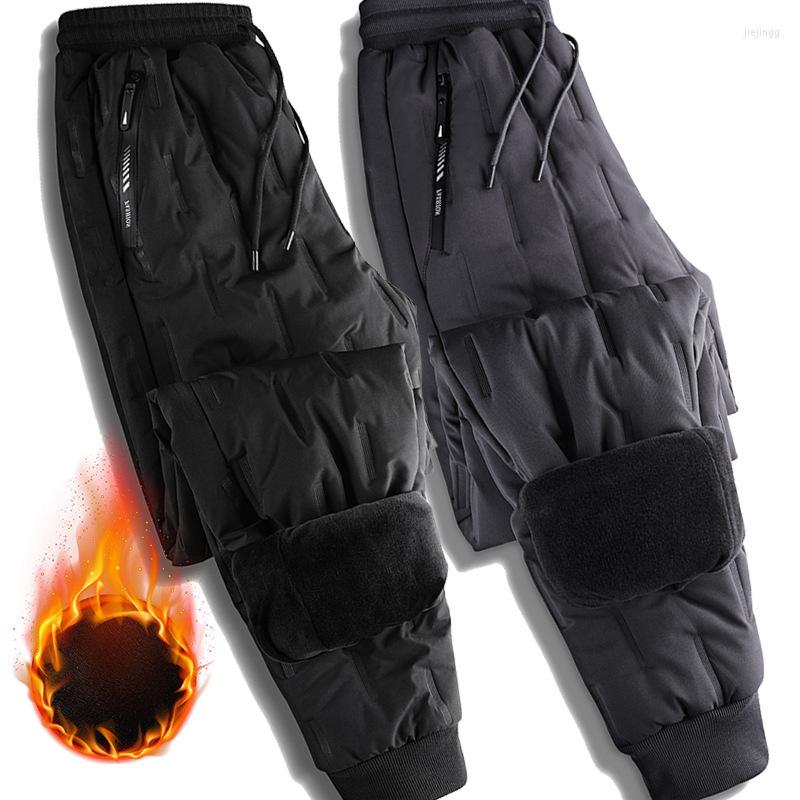 

Men's Pants Fleece Jogger Mens Straight Trousers Male Winter Warm Velvet Sweatpants 5Xl Tracksuit Thick Joggers Outside Autumn 2022, Black