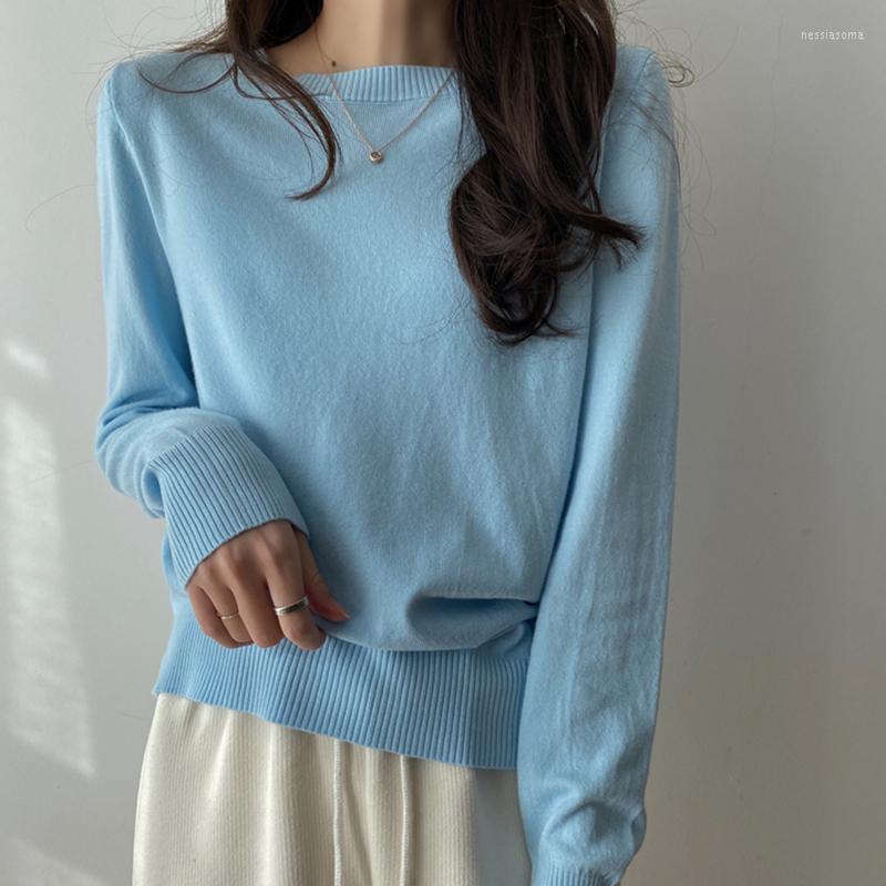 

Women's Sweaters Korean Fashion Womens Sweater Casual O-Neck Jumpers Knitted Woman Long Sleeve Top Winter Clothes Pullover Pull Femme, Black