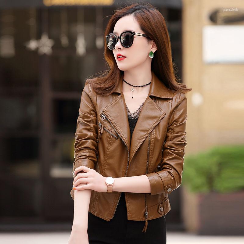 

Women's Leather Women's Short Jacket 2022 Spring And Autumn Fashion Slim Female Coat Large Size Clothing, Black