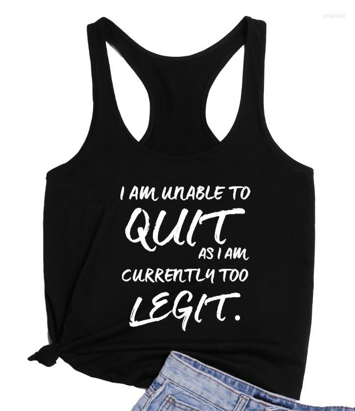 

Women' Tanks I Am Unable To Quit As Currently Too Legit Tank Top Women' Racerback Exercise Running Casual Graphic Funny Tees, Yellow-black text