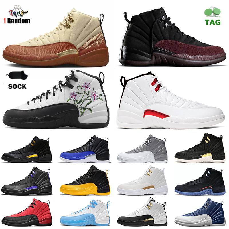 

Fashion Jump Man 12 Jumpman12s Basketball Shoes With Socks Big Size 13 A Ma Maniere Floral Stealth Black Taxi Royal Blue Playoff Twist 12s Sneakers Mens Women, C46 ovo white 36-47