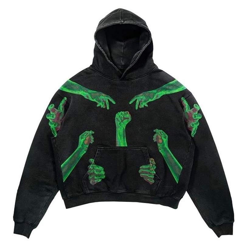 

Womens Hoodies Sweatshirts American high street retro comic print embroidery Y2K Harajuku street loose hooded sweater loose autumn trend couple jacket 221010