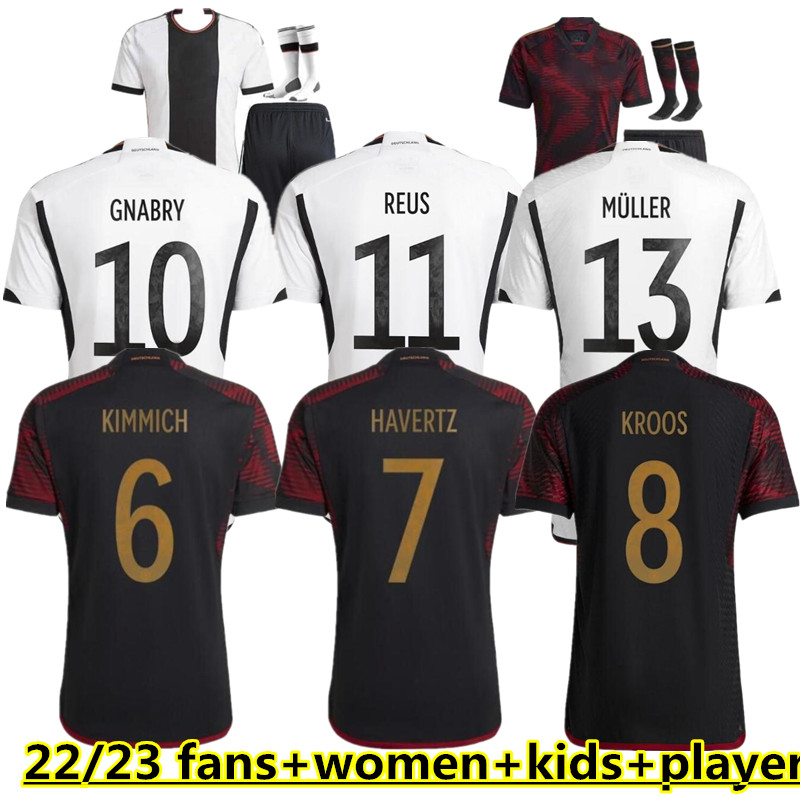 

2022 Germanies Soccer Jerseys SANE HUMMELS KROOS WERNER MULLER GERMANe Football shirt GOTZE Gnabry REUS MUSIALA 22 23 men kids kit long sleeve women uniform 66, White