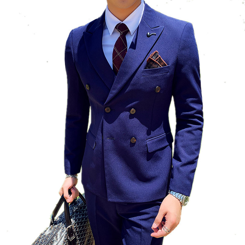 

Men's Suits Blazers British Double Breasted Suit Set Men's Three Piece Groom Wedding Tuxedo High End Banquet Blazer Jacket Outerwear Pants Vest 221008, Dark green