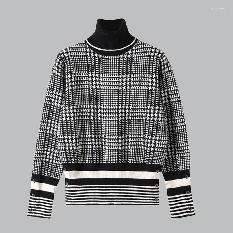 

Women's Sweaters 2022 Autumn/winter Thousand-bird Lattice Jacquard Knit Leggings For Women Striped Slimming Inside Jumper Top, Picture color