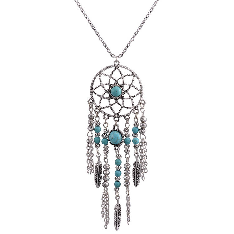 

Dreamcatcher Necklaces Dream Catcher Turquoise Pendant Long Chain Necklace Bohemia Jewelry