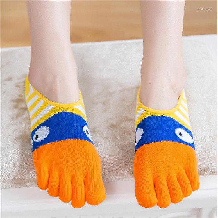 

Men's Socks 5 Pairs Male Invisible Cotton Colorful Men's Boat With Silicone Thin Summer Finger Toe, Black