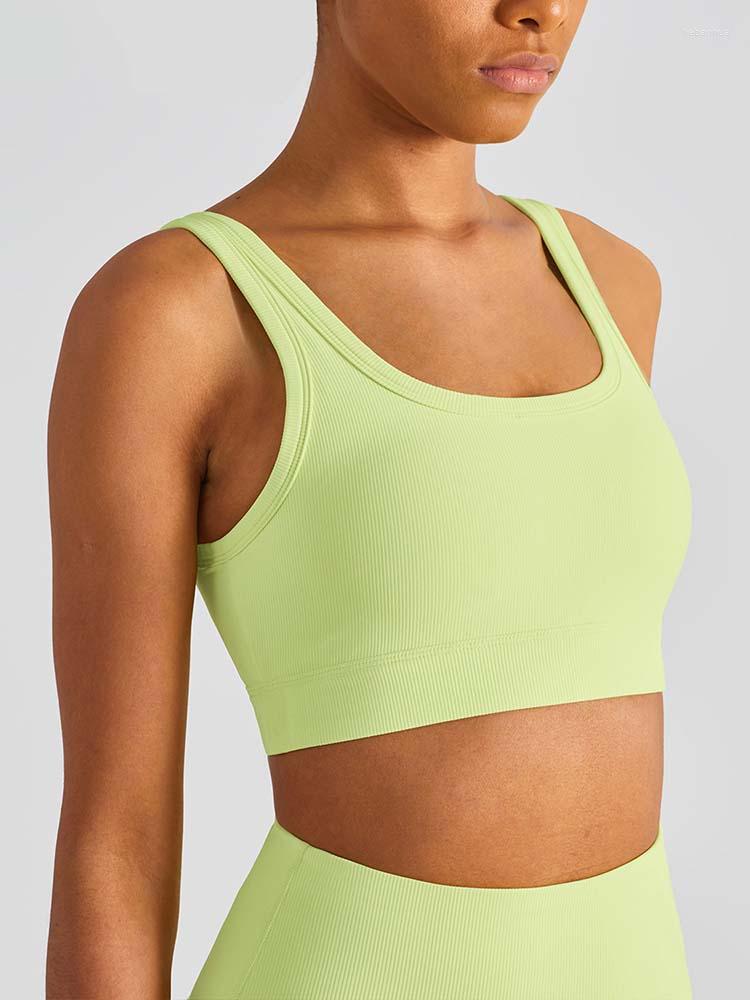 

Yoga Outfit Women Breathable Sports Underwear Gym Top Stretchy Nylon Bra Push Up Fitness Crop Running Vest Workout Clothing, Yellow
