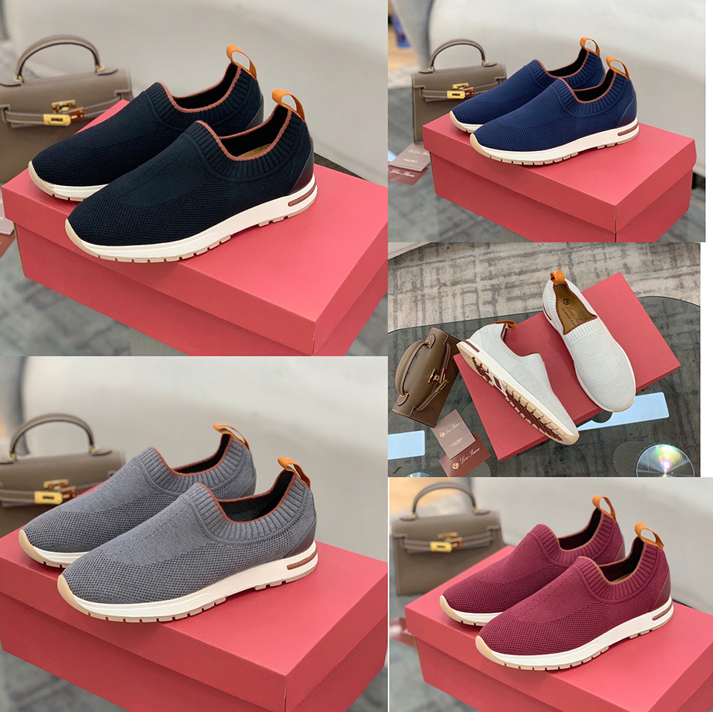 

Flats Sneakers Walk Shoes Footwear Summer Charms Mesh Breathable Summer Mens Womens Loro Piana Luxury Designer Couples Shoe With box, Blue