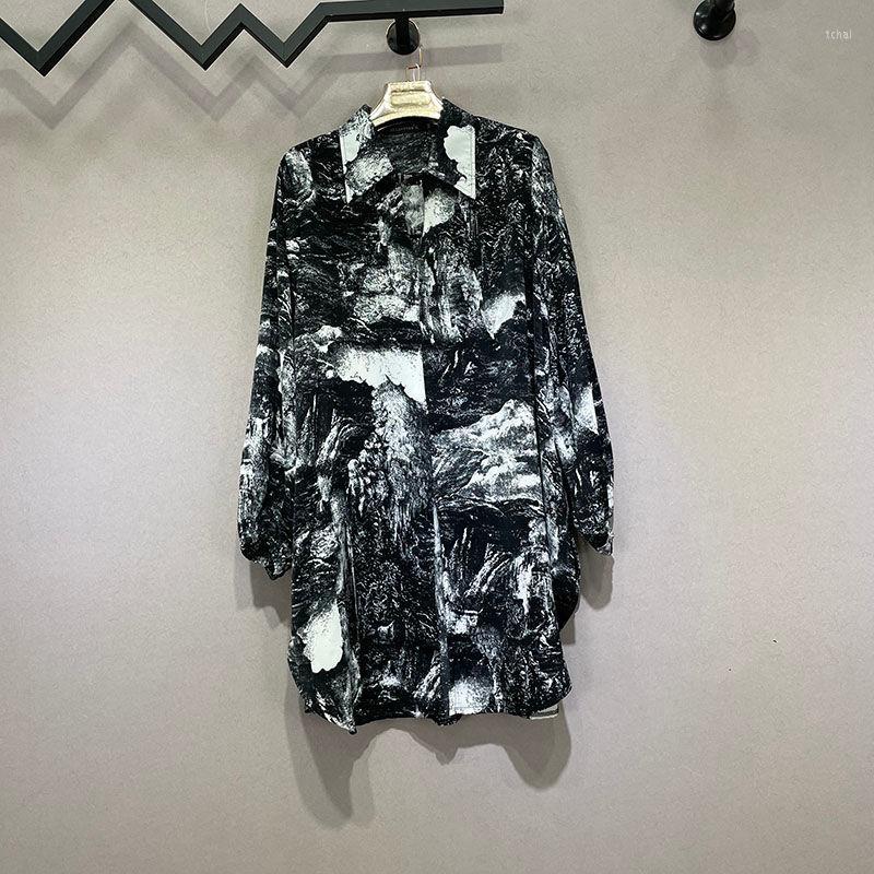 

Women' Blouses Casual Printed Long Sleeve Blouse Spring Women' Clothing Korean Fashion Turn-down Collar Loose Split Shirt Pullovers, Leopard print