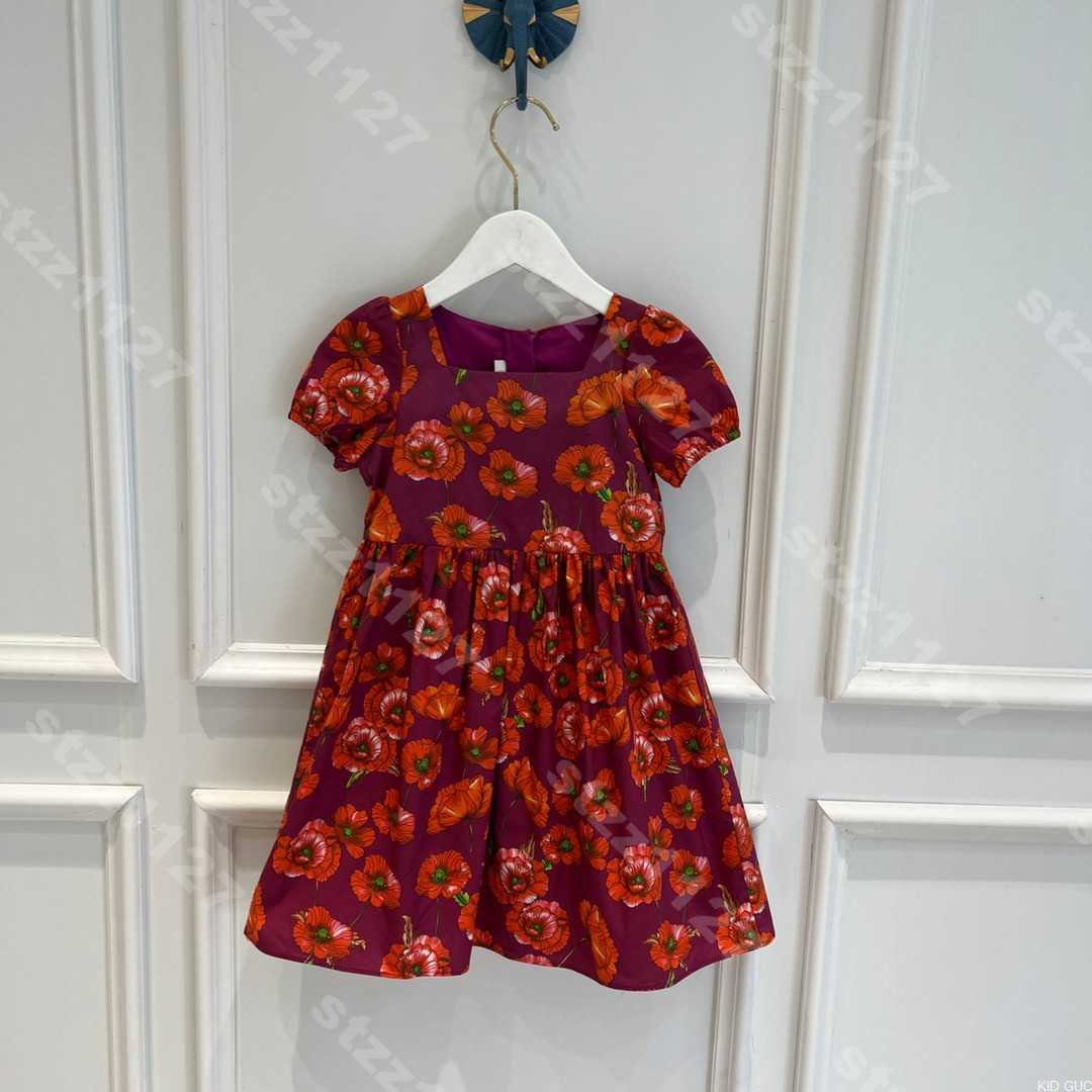 

DHL designer baby girls printed dress cotton floral zip dresses shirts brand fashion Kids Clothes solid color short sleeve party skirt summerCZ4C
