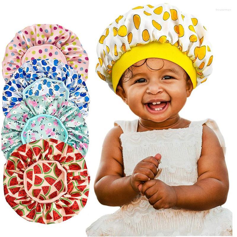 

Berets Silky Satin Head Cover De Nuit Cap Wide Band Nightcap Night Sleep Hair Care Bonnet Baby Sleeping HatBerets