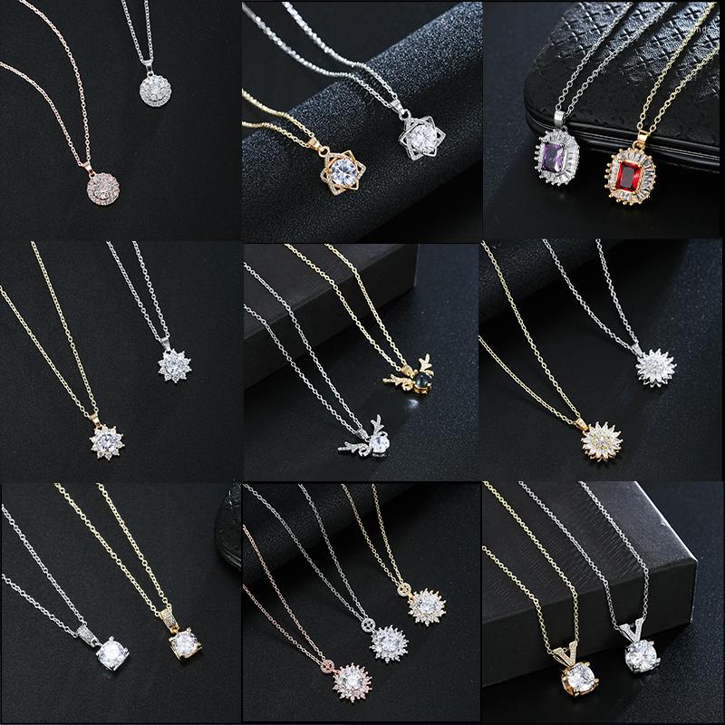 

Chains GMGYQ 2022 Summer Arrival Simple Design Fashion Shiny Zircon Necklace For Elegant Women Exquisite Jewelry Gift